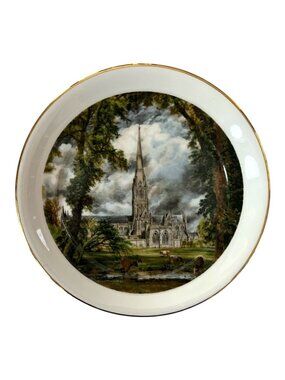 Vintage Arklow Ireland Cathedral Church Decorative Collector Plate 8" Gold Rim